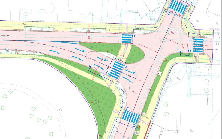 Plánek nové křižovatky v Čelakovského. Plánek nové křižovatky v Čelakovského.