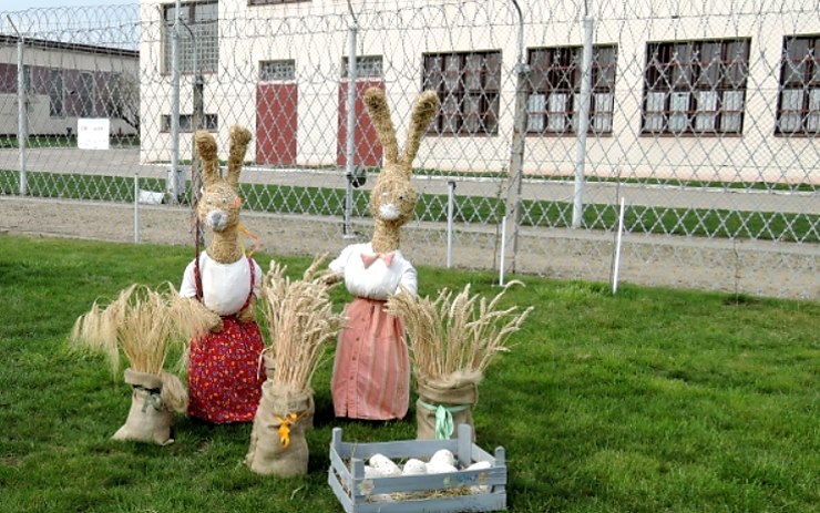 Odsouzení ve Všehrdech dostanou šlehaného beránka i řízek se salátem. A ven postavili velké zajíce