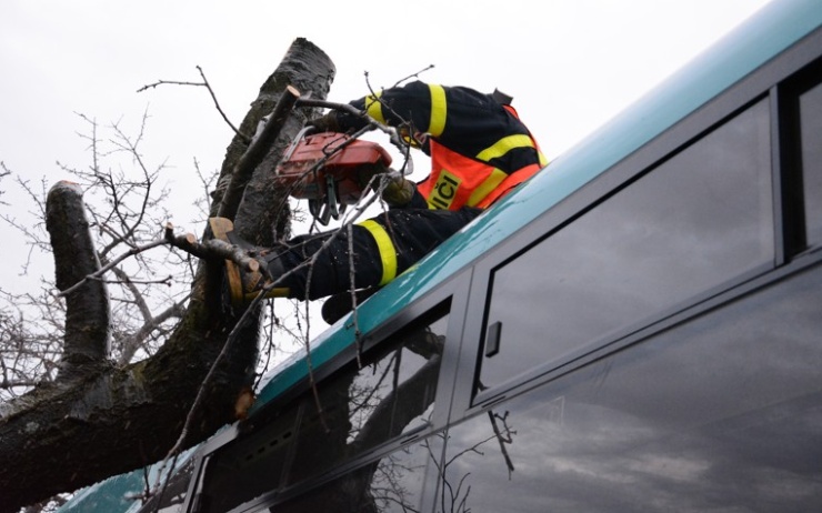 AKTUÁLNĚ: Na Měděnci havaroval autobus, narazil do stromu