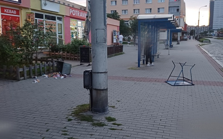 Chlapce, který rozkopal u zastávky odpadkový koš si vyzvedla z nemocnice matka. Doprovodila ji policie