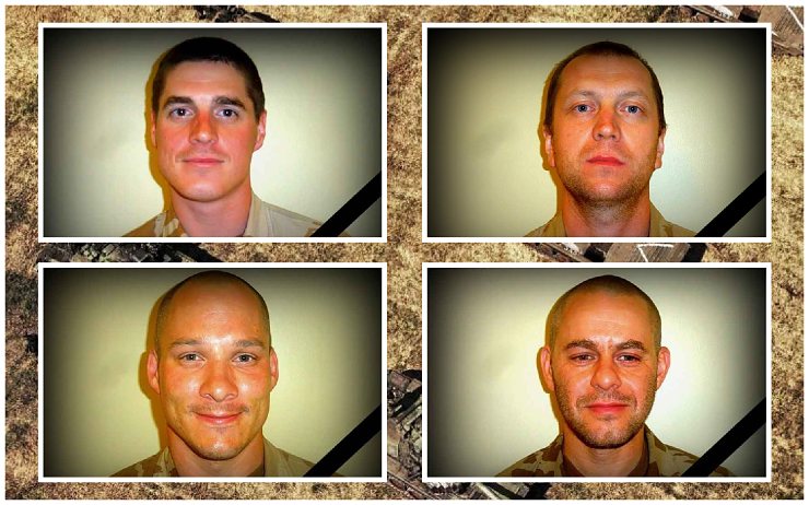 Zleva nahoře: rtm. David BENEŠ, čet. Ivo KLUSÁK, des. Libor LIGAČ, des. Jan ŠENKÝŘ. Foto: Armáda ČR