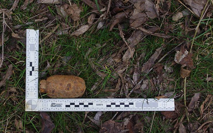 Ruční granát české výroby vz. 21. Ilustrační foto: Policie ČR