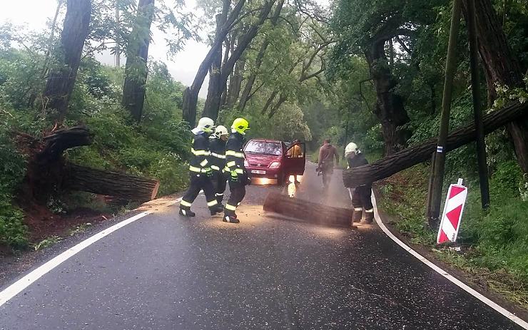 Stromy a větve padaly na silnice, zablokovaly také železniční trať 