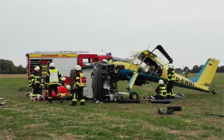 Zdravotníci z Ústeckého kraje se zúčastnili cvičení v německé Pirně. Námětem byl střet letadla s dodávkou