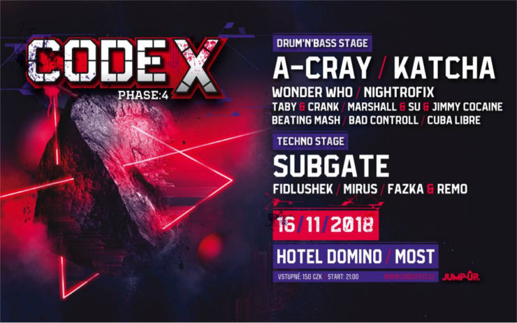 Code X festival počtvrté! Už tento pátek se můžete těšit na to nejlepší z českého drum & bassu a techna