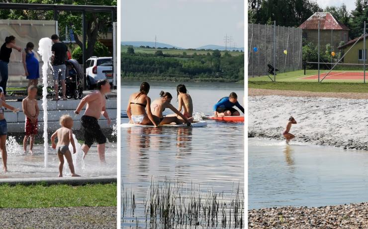 OBRAZEM: Městská fontána, Nechranice i úplně nové koupaliště. Kde hledáte v horku ochlazení vy?