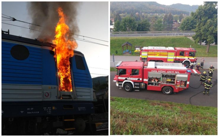 Začala hořet elektrická lokomotiva, hasiči z vlaku evakuovali 25 lidí