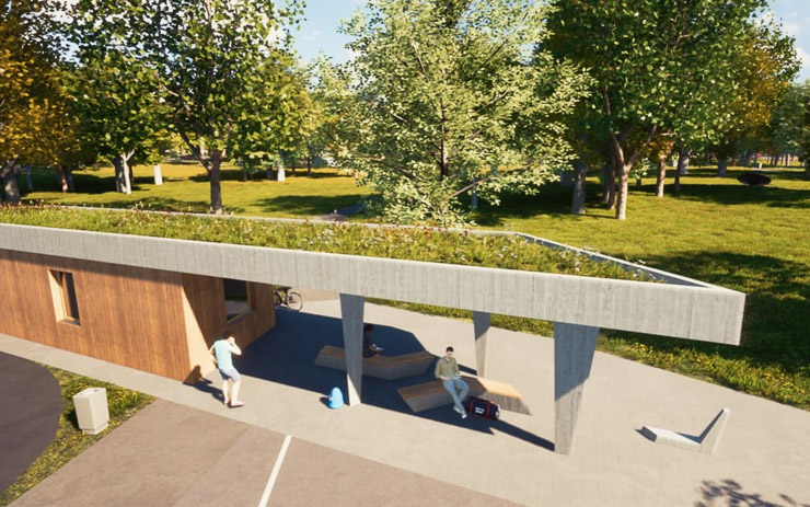 V obnoveném parku Střed bude domek se zelenou střechou a správci celých 24 hodin denně