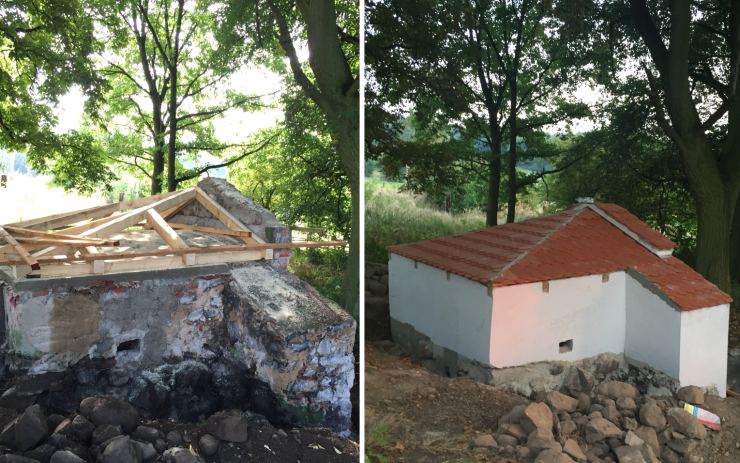 Kaple během prací. Foto: Obec Hrobčice