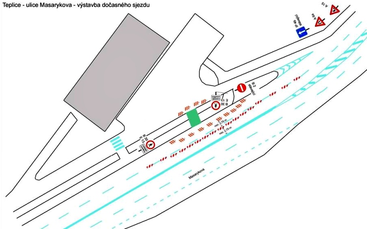 Řidiči pozor, v Masarykově ulici to bude několik dní o nervy. Staví se tady provizorní sjezd