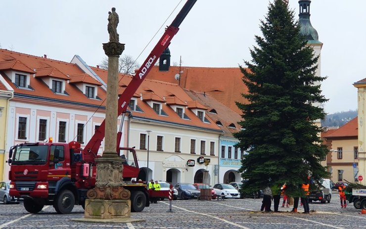 V Bílině už stojí vánoční strom. Rozsvítí se v sobotu večer