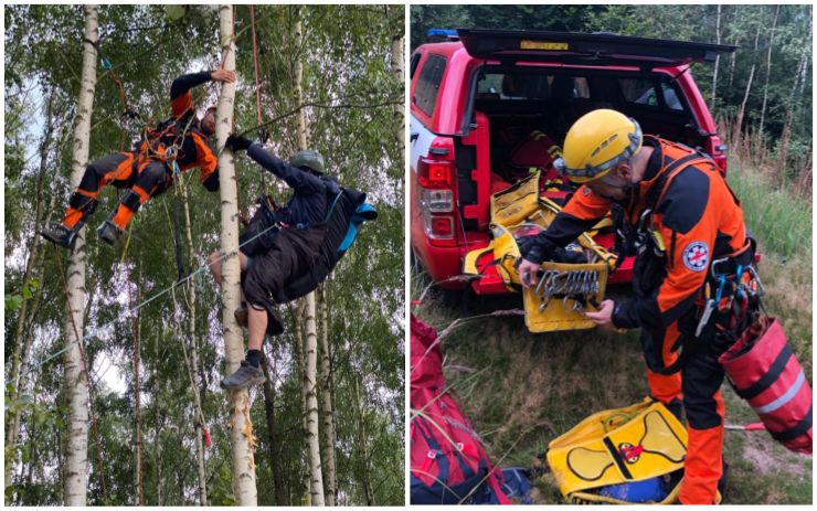 Paraglidista na Teplicku havaroval mezi stromy, zůstal v pětimetrové výšce