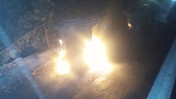U silnice směrem do Hřenska hořela popelnice. Dobrovolný hasič zavolal kolegy a zamezil většímu požáru