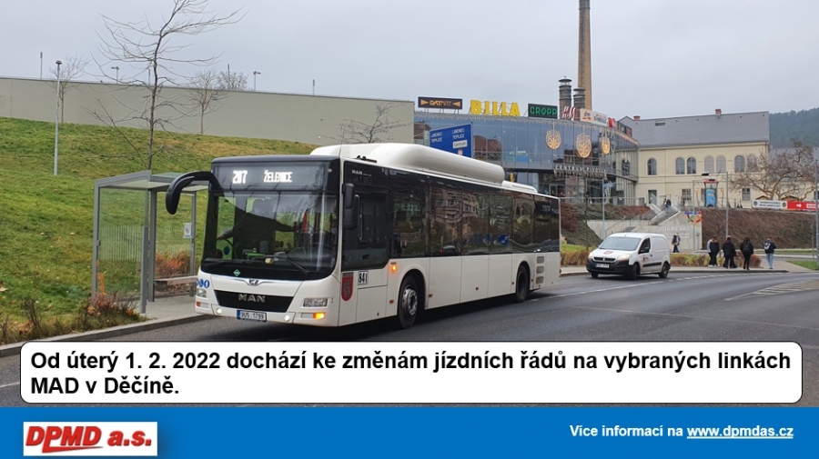 Děčín: Od února dochází k omezení na lince č. 201 a č. 207 v podobě snížení počtu obsluhujících spojů zastávku Pivovar