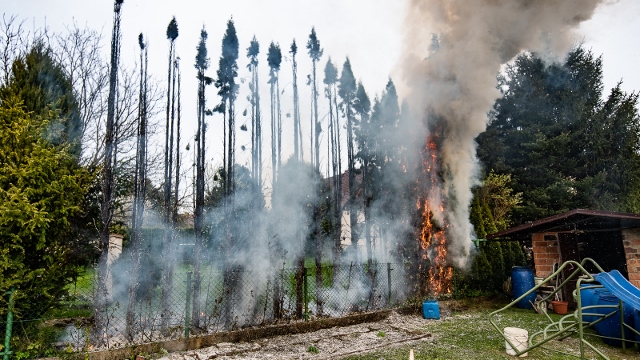 Foto: Hasiči vyjeli hasit túje, jejich zásah zachránil před plameny boudu na zahradě a další stromky